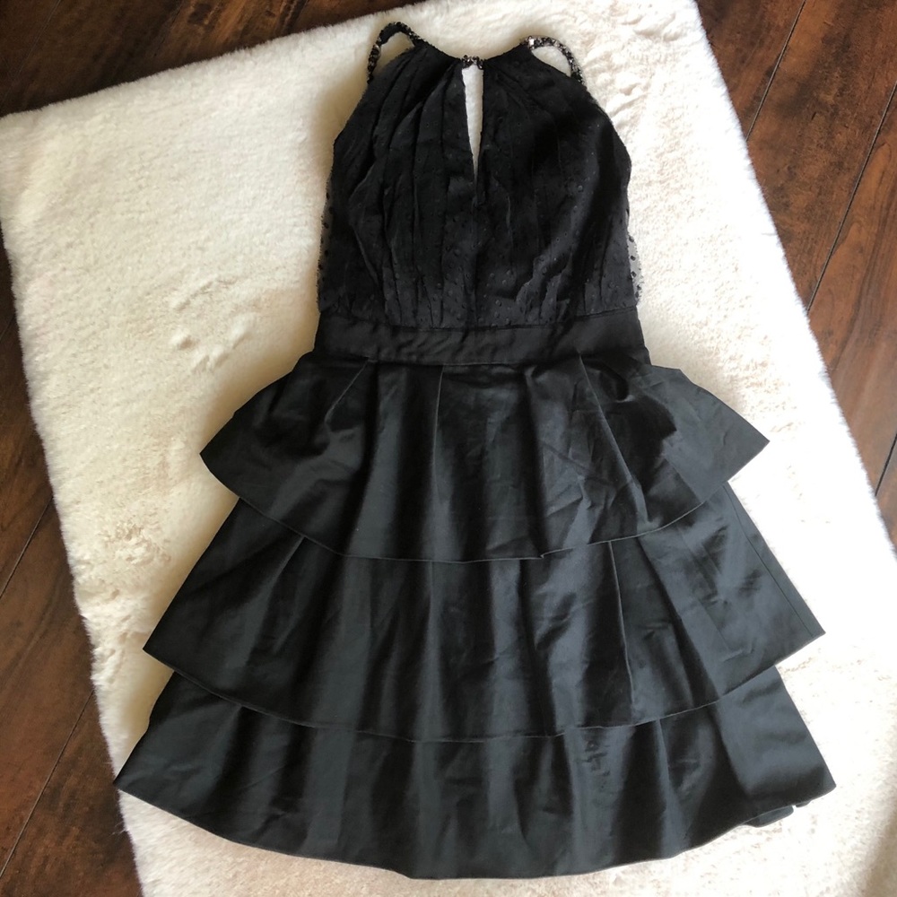 BCBG MAXAZRIA layered halter dress